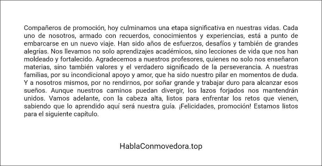Discurso de despedida de promoción corto modelo